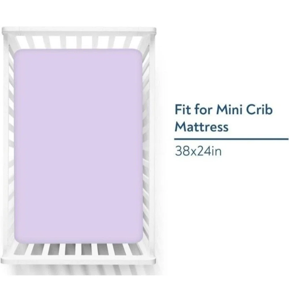 Magik & Kover Fitted Mini Crib Sheets 4-Pack 24x38 Microfiber 2 Pink & 2 Purple